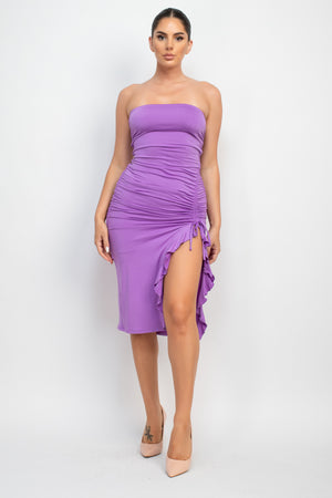 - Ruffled Tube Slit Dress - 7 colors - womens dress at TFC&H Co.