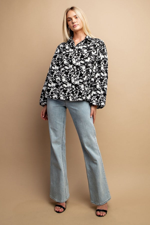 Floral Print Button Down Blouse - 3 colors - women's blouse at TFC&H Co.