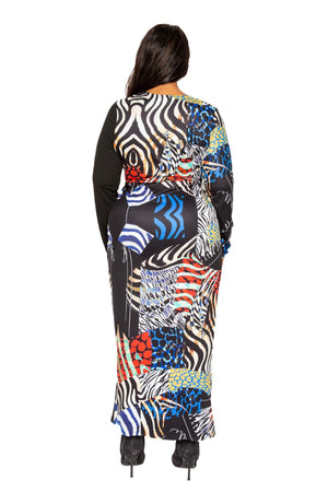 - Voluptuous (+) Plus Size Animal Print Splice Women's Dress With High-low Hem - womens dress at TFC&H Co.