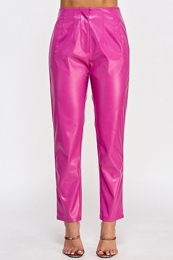 Magenta - Faux Leather Pants - 2 colors - womens pants at TFC&H Co.