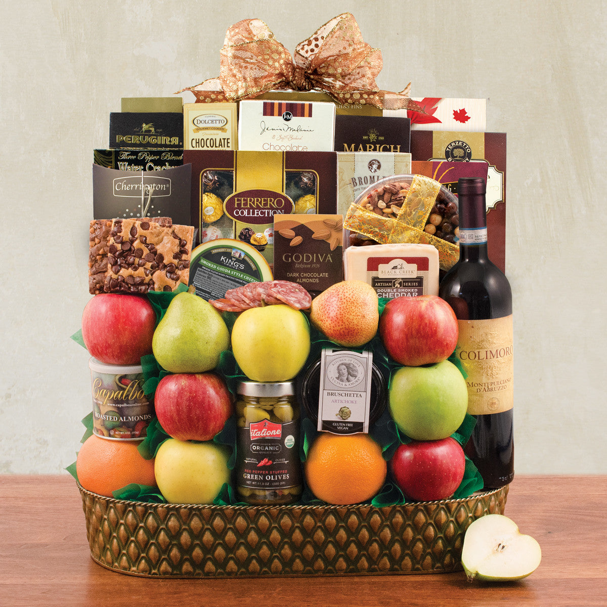 - Gourmet Specialty: Wine & Fruit Gift Basket - Gift basket at TFC&H Co.