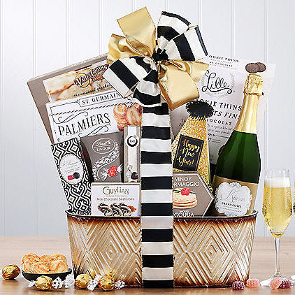 7 14 11 New Year Cheers: Champagne Gift Basket - New Year's|Champagne at TFC&H Co.
