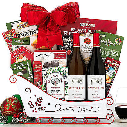 - Vintners Path Duet: Holiday Sleigh Basket - Gift basket at TFC&H Co.