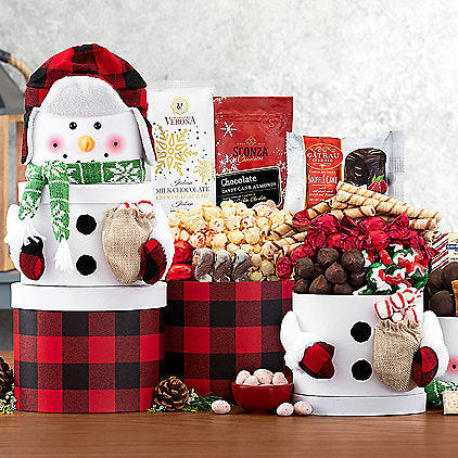 - Snowman Sweets: Holiday Chocolate Gift Tower - Gift basket at TFC&H Co.