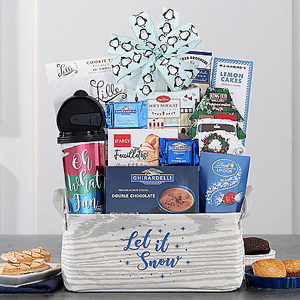 4 5 14 Let It Snow: Holiday Sweets Gift Basket - Gift basket at TFC&H Co.