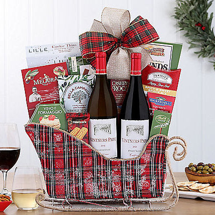 - Vintners Path Duet: Holiday Sleigh Gift Basket - Gift basket at TFC&H Co.