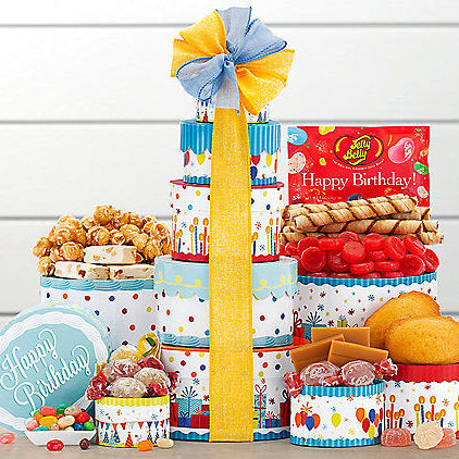Make a Wish: Gourmet Birthday Gift Tower - Gift basket at TFC&H Co.