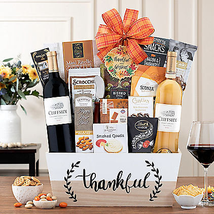Thankful Cliffside Duet: Fall Wine Gift Basket - Gift basket at TFC&H Co.