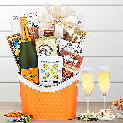 - Elegant Expressions: Veuve Clicquot Champagne Gift Basket - Gift basket at TFC&H Co.