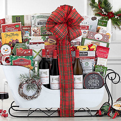 - Vintners Path Collection: Holiday Sleigh Wine Basket - Gift basket at TFC&H Co.