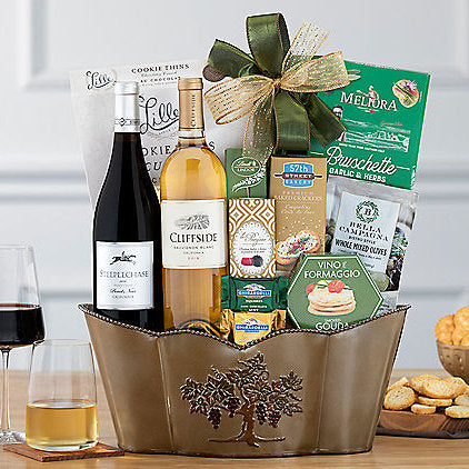 - Festive Duet: Red & White Wine Gift Basket - Gift basket at TFC&H Co.