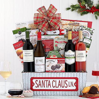 - Santa Claus Lane Wine Collection: Holiday Gift Basket - Gift basket at TFC&H Co.