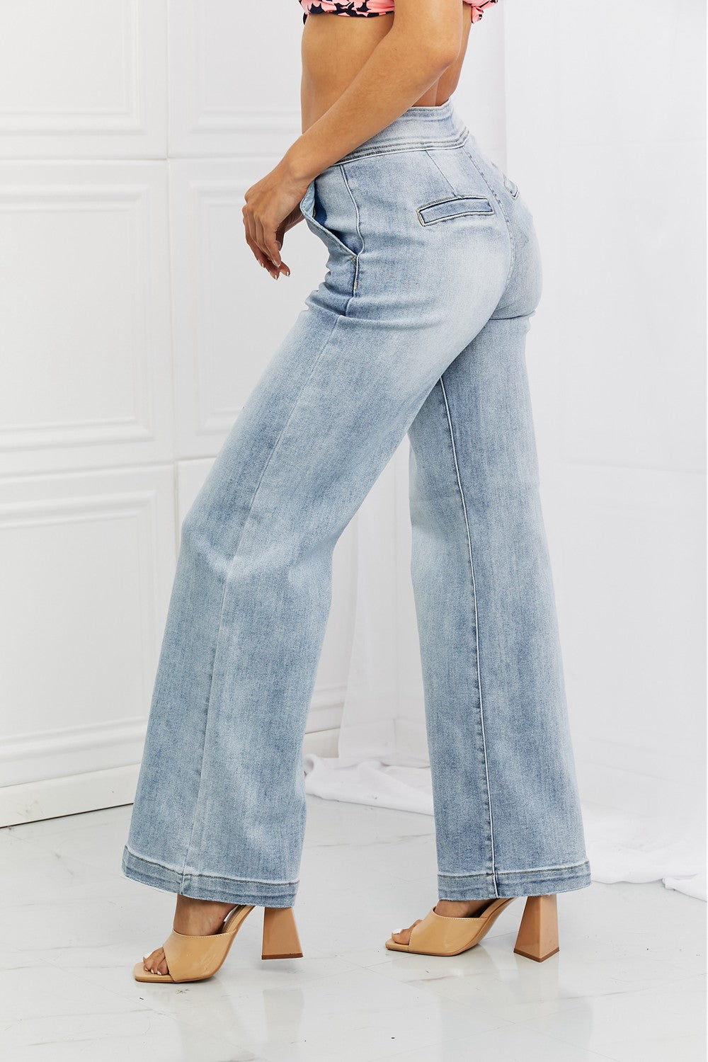 - RISEN Full Size Luisa Wide Flare Jeans - Ships from The US - womens jeans at TFC&H Co.