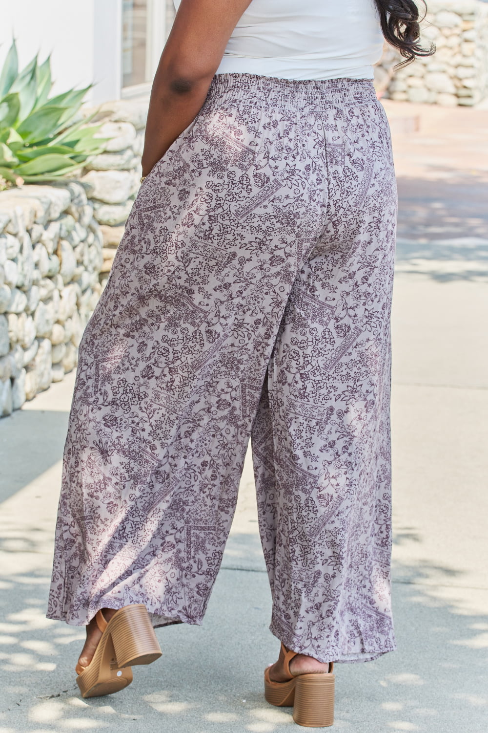 GeeGee In The Works Plus Size Printed Wide Leg Pants - Ships from The USA - women's pants at TFC&H Co.