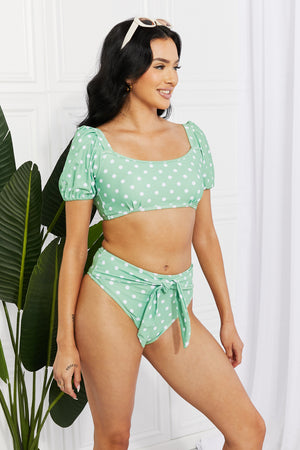 - Marina West Swim Vacay Ready Puff Sleeve Bikini in Gum Leaf - Ships from The US - womens bikini set at TFC&H Co.