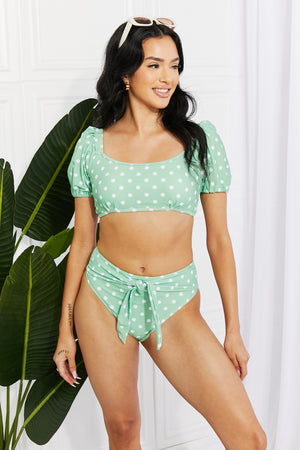 GUM LEAF - Marina West Swim Vacay Ready Puff Sleeve Bikini in Gum Leaf - Ships from The US - womens bikini set at TFC&H Co.