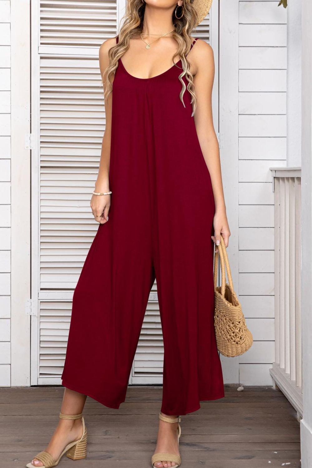 - Spaghetti Strap Scoop Neck Jumpsuit - 5 colors - womens jumpsuit at TFC&H Co.