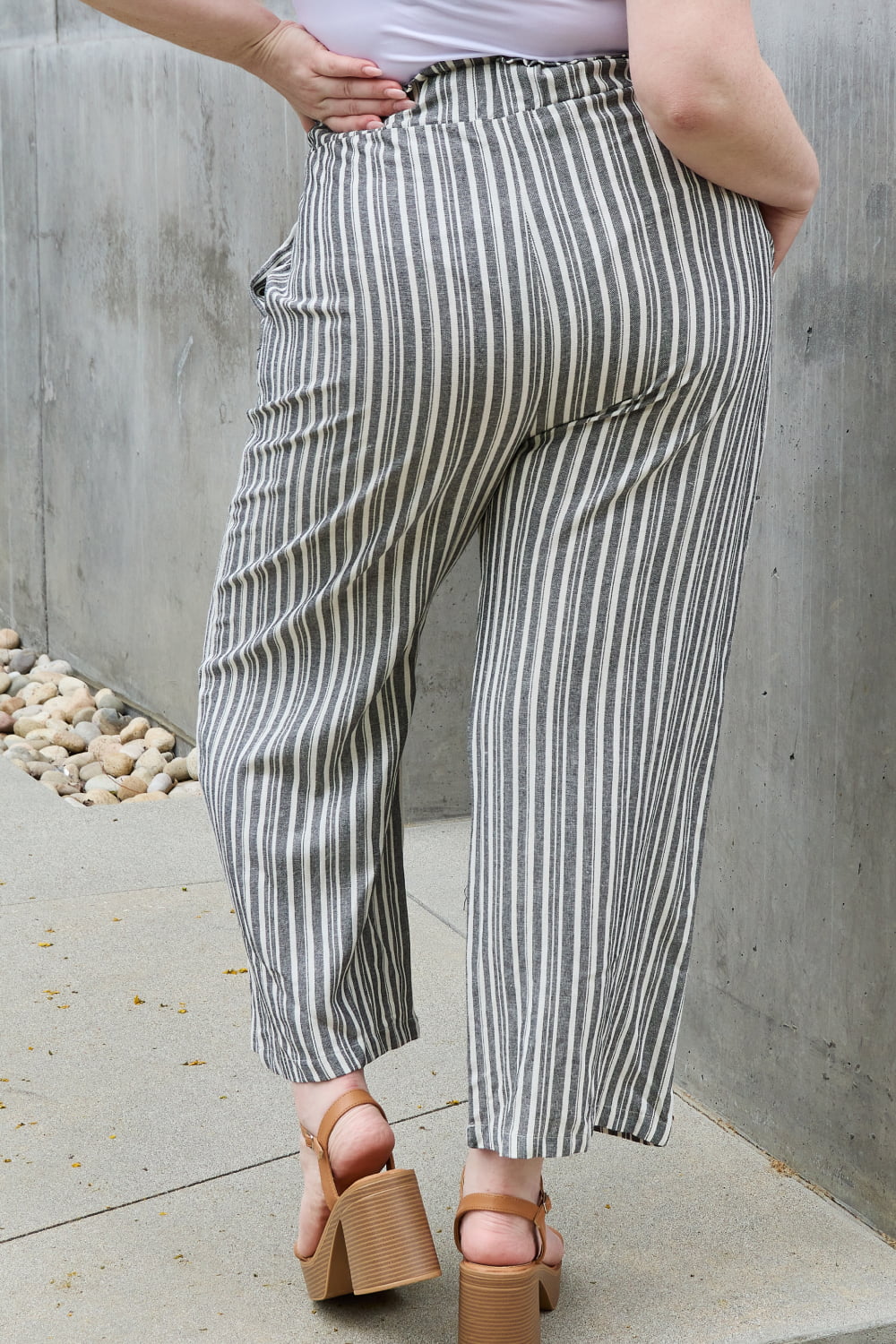 - Heimish Find Your Path Full Size Paperbag Waist Striped Culotte Pants - womens pants at TFC&H Co.