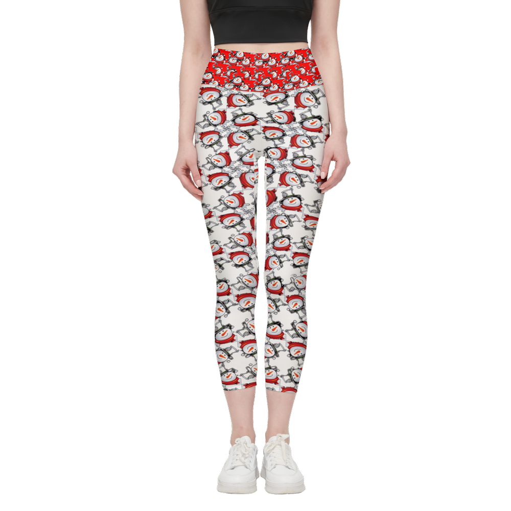 Hearts Music Notes Leggings Pockets Black White Clef Graphic Yoga