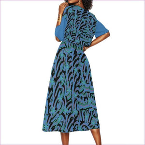 Abstract Blue Elastic Waist Womens Maxi Dress - women's dress at TFC&H Co.