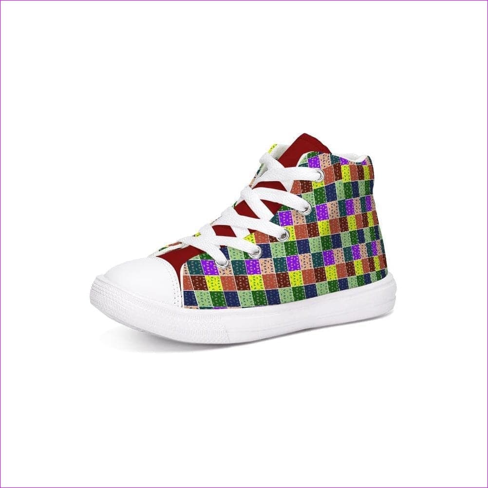 multi-colored Abstract Kids Kids Hightop Canvas Shoe - Kids Shoes at TFC&H Co.