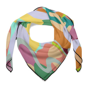 ONESIZE MULTI-COLORED - Abstract Wild Soft & Shiny Silk Scarf - Scarf Wrap or Shawl at TFC&H Co.