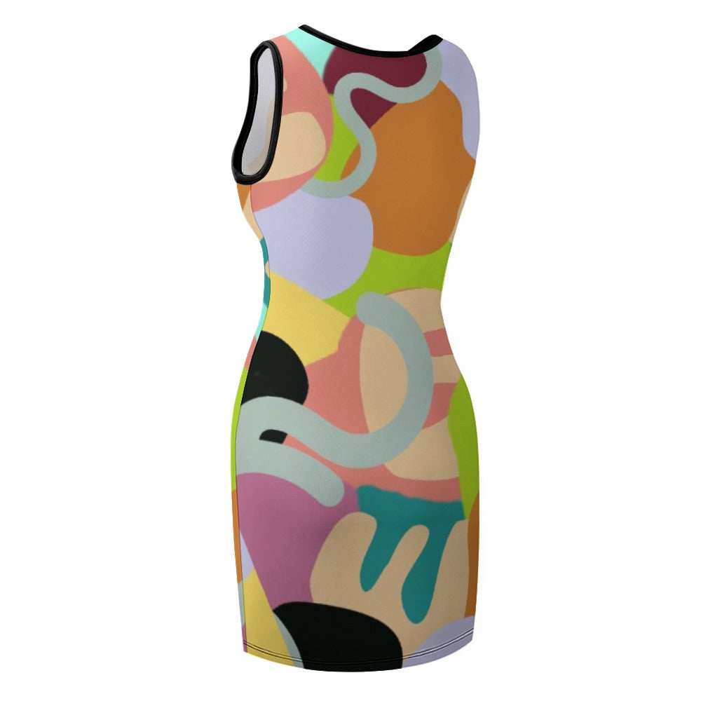 - Abstract Wild Temperament Slim Fit Sleeveless Tank Dress - womens dress at TFC&H Co.