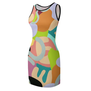 MULTI-COLORED - Abstract Wild Temperament Slim Fit Sleeveless Tank Dress - womens dress at TFC&H Co.