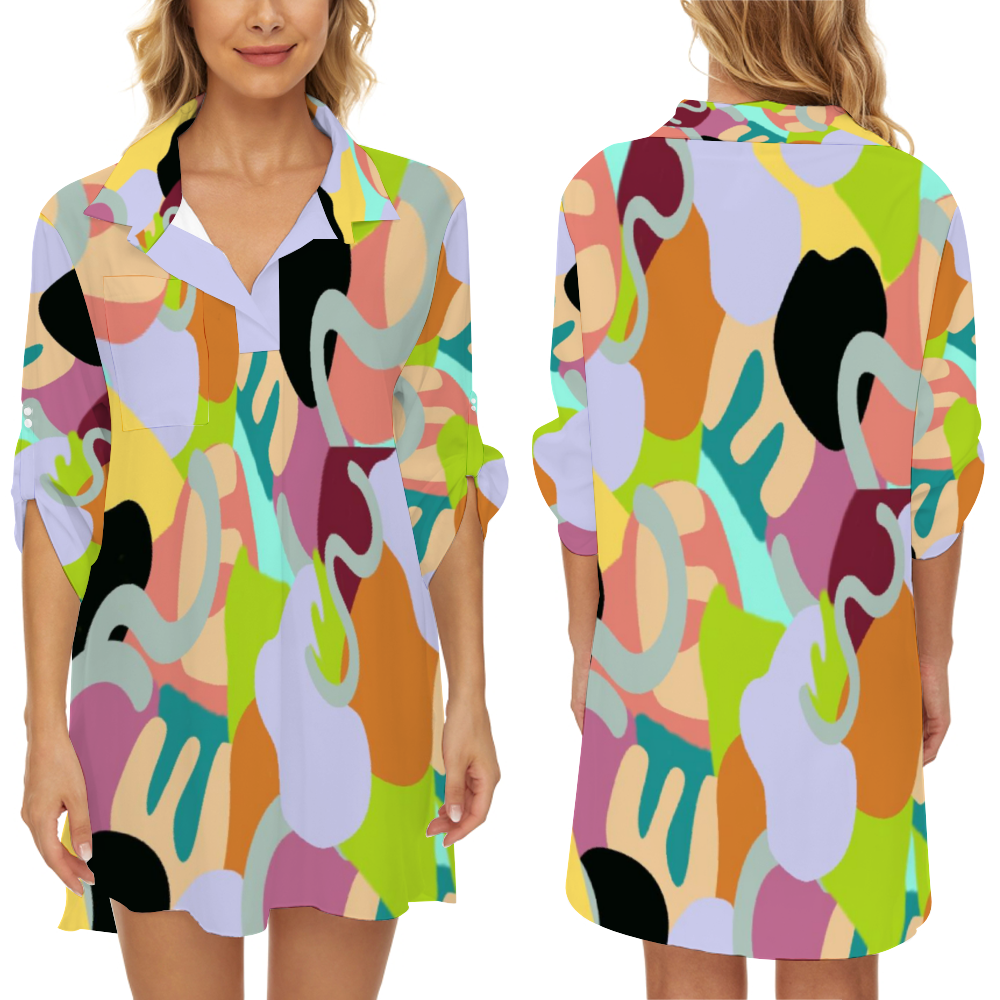 - Abstract Wild Women's Half Sleeve Blouse - womens blouse at TFC&H Co.