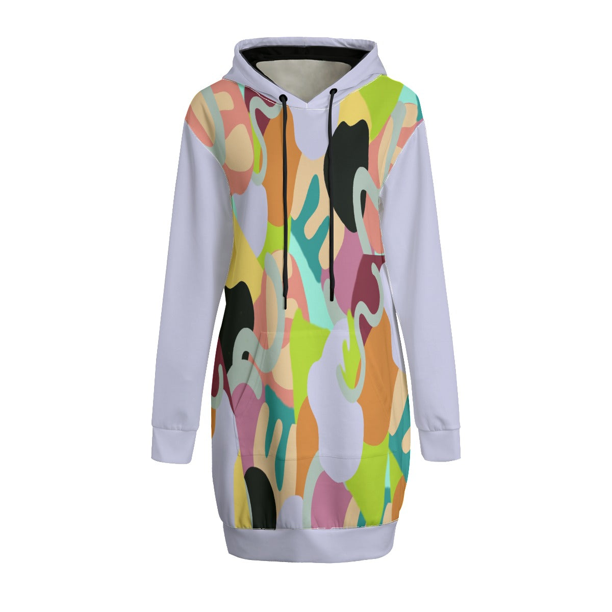 MULTI-COLORED Abstract Wild Women's Hoodie Dress | Interlock - women's hoodie dress at TFC&H Co.