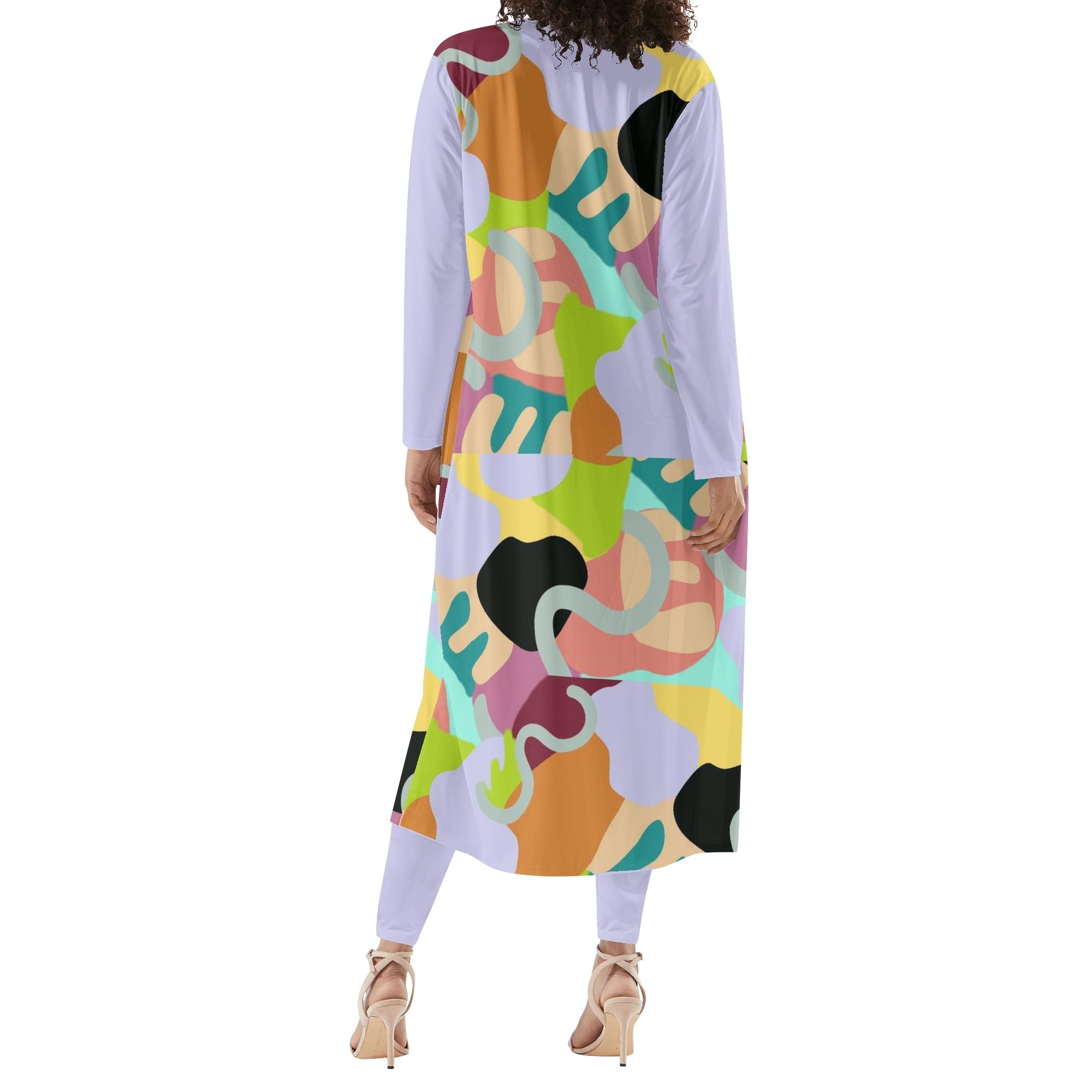 - Abstract Wild Women's Long Sleeve Cardigan and Leggings 2pcs - womens top & leggings set at TFC&H Co.