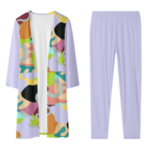 MULTI-COLORED - Abstract Wild Women's Long Sleeve Cardigan and Leggings 2pcs - womens top & leggings set at TFC&H Co.