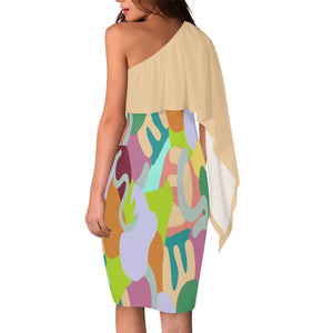- Abstract Wild Women's Long Sleeve One Shoulder Party Dress - womens dress at TFC&H Co.