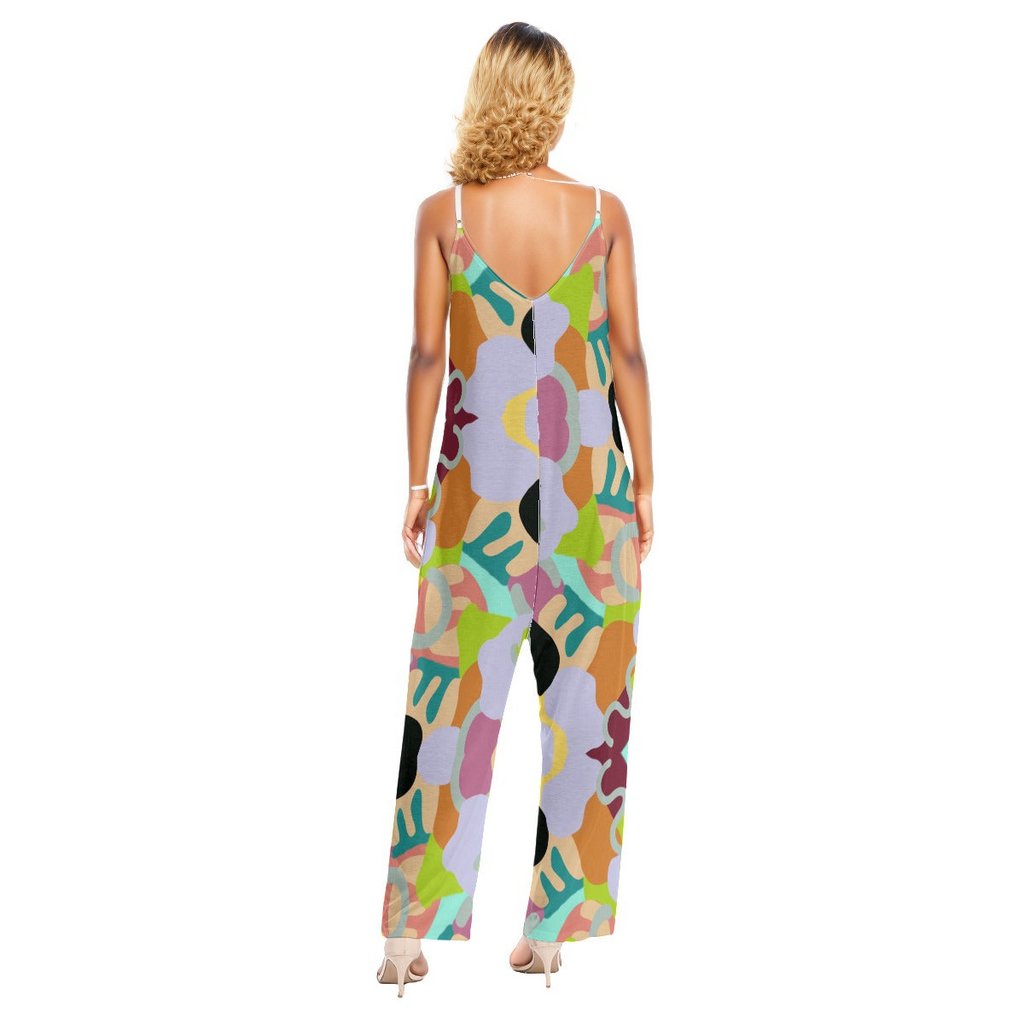 - Abstract Wild Women's Loose Cami Jumpsuit - womens jumpsuit at TFC&H Co.