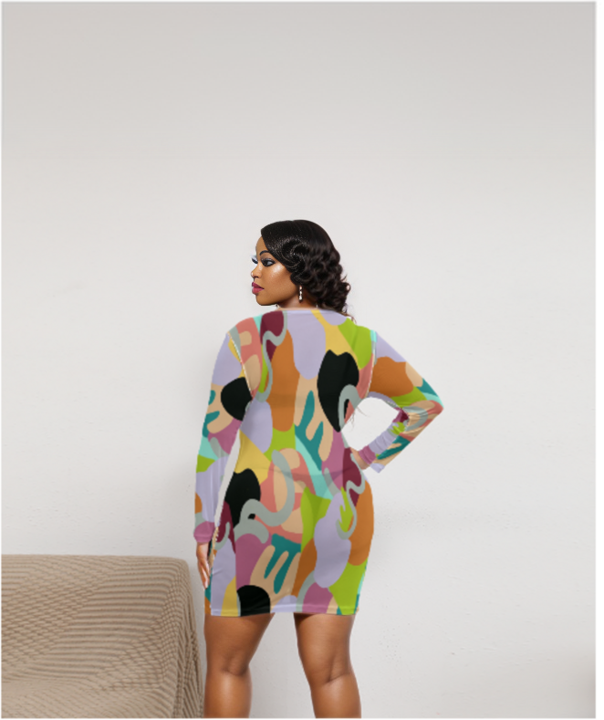 - Abstract Wild Women's Sheer Mesh Dress Voluptuous (+) Plus Size - womens dress at TFC&H Co.