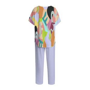 Abstract Wild Women's Wing Sleeve Trousers Set - women's top & pants set at TFC&H Co.
