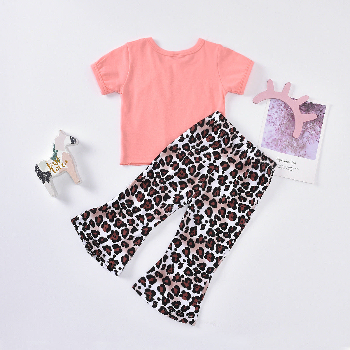 - Girls Bow Detail Top and Leopard Flare Pants Set - toddlers pants set at TFC&H Co.