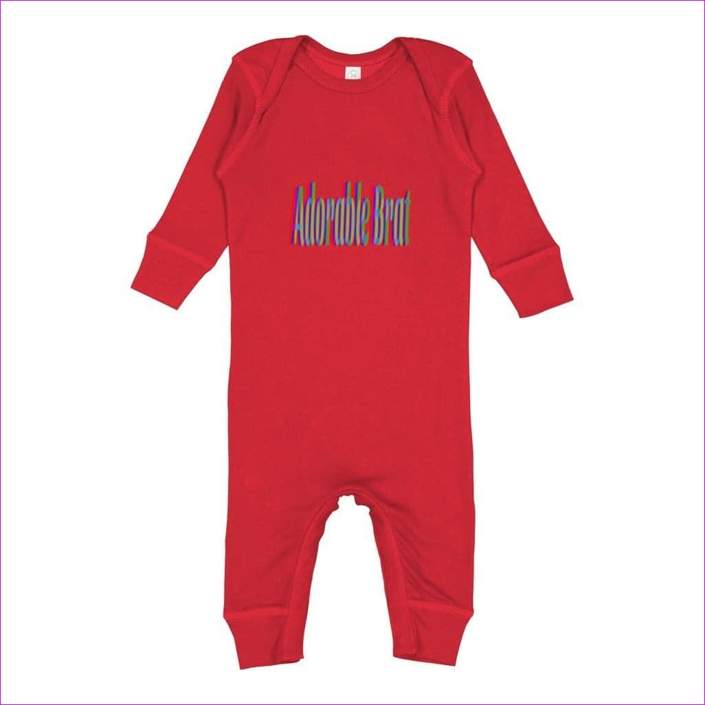 Red - Adorable Brat Infant Long Legged Baby Rib Bodysuit - baby romper at TFC&H Co.