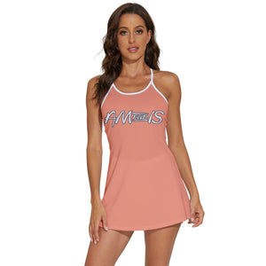 PEACH - Am&Is Activewear 2-in-1 Flare Activity Dress - 3 colors - womens dress at TFC&H Co.