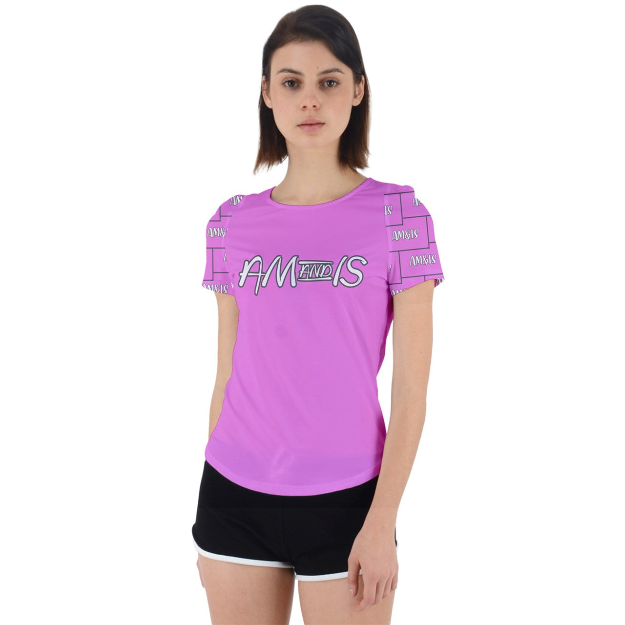 PINK - Am&Is Activewear Back Cut Out Sport Tee - 4 colors - womens t-shirt at TFC&H Co.