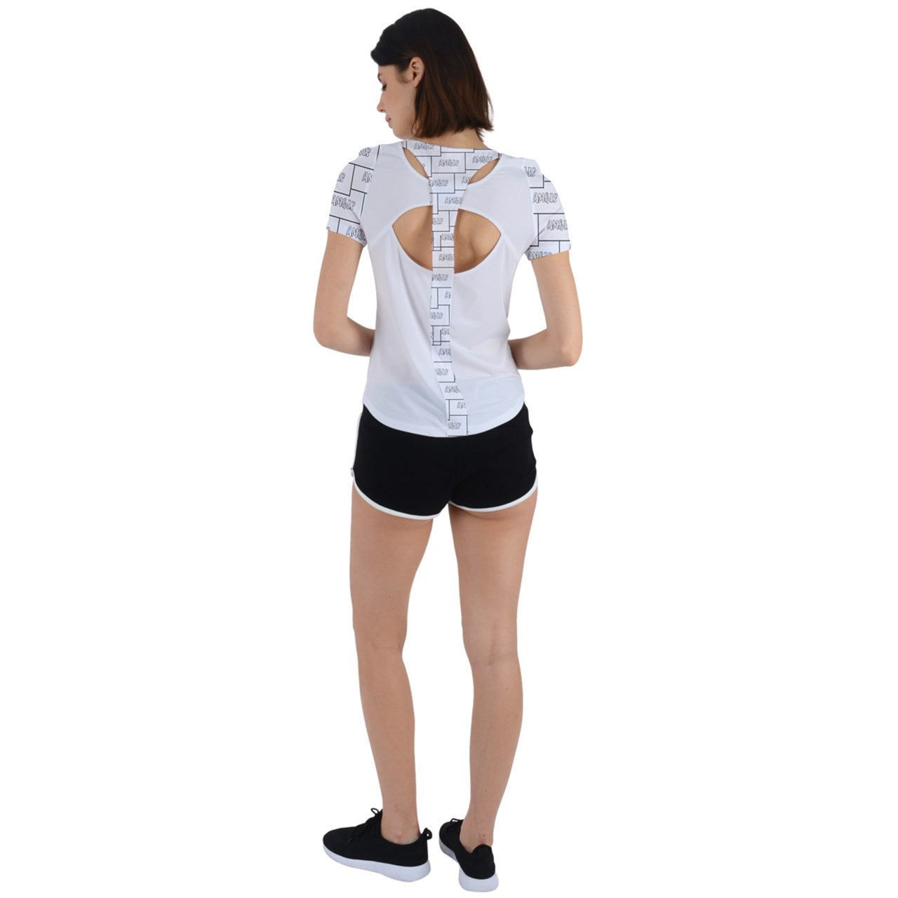 WHITE - Am&Is Activewear Back Cut Out Sport Tee - 4 colors - womens t-shirt at TFC&H Co.