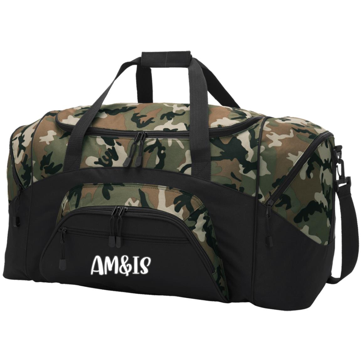 BLACK/CAMOUFLAGE ONE SIZE AM&IS Activewear Colorblock Sport Duffel - duffel bag at TFC&H Co.