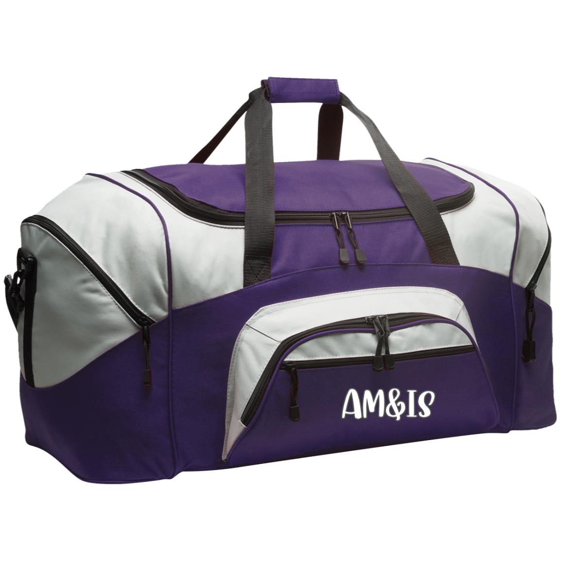 PURPLE/GRAY ONE SIZE - AM&IS Activewear Colorblock Sport Duffel - duffel bag at TFC&H Co.