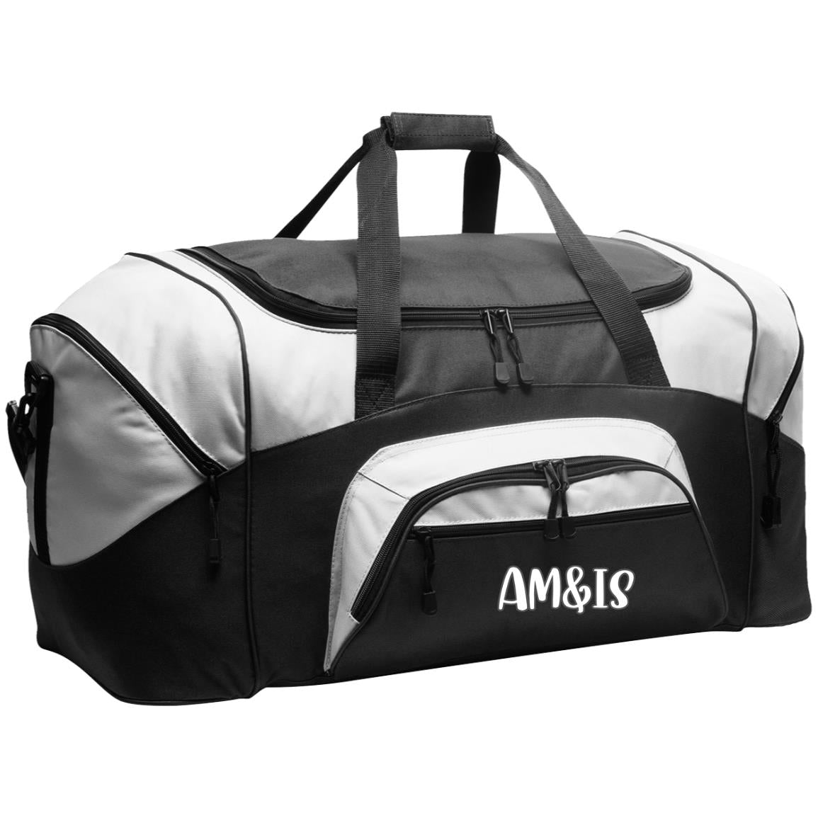 BLACK/GRAY ONE SIZE - AM&IS Activewear Colorblock Sport Duffel - duffel bag at TFC&H Co.