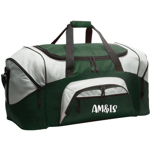 HUNTER GREEN/GRAY ONE SIZE - AM&IS Activewear Colorblock Sport Duffel - duffel bag at TFC&H Co.