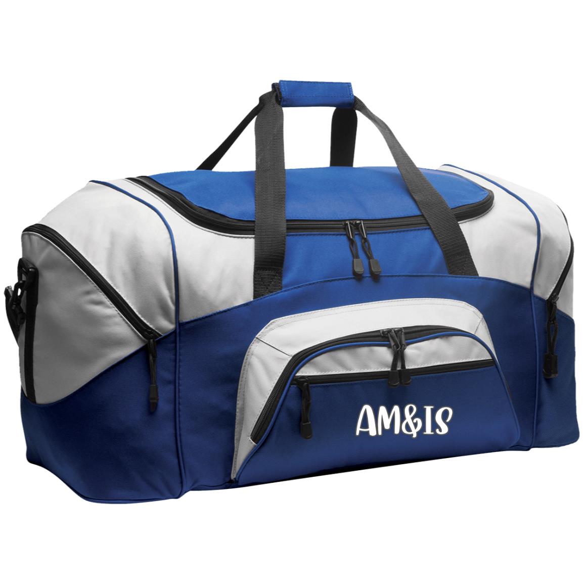 ROYAL/GRAY ONE SIZE - AM&IS Activewear Colorblock Sport Duffel - duffel bag at TFC&H Co.