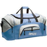 CAROLINA BLUE/GRAY ONE SIZE - AM&IS Activewear Colorblock Sport Duffel - duffel bag at TFC&H Co.