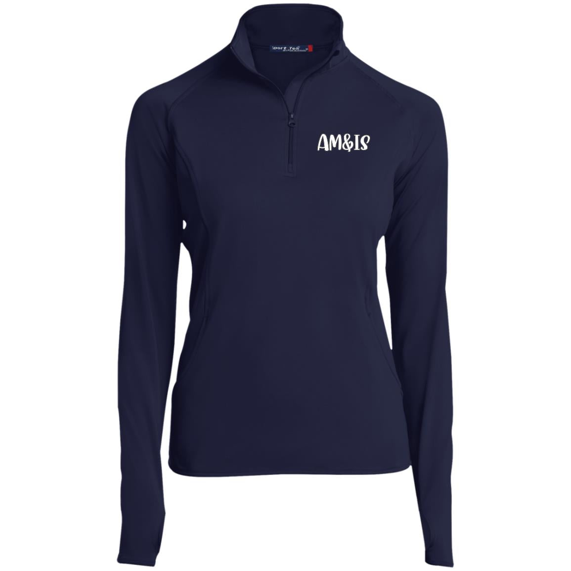 TRUE NAVY - AM&IS Activewear Ladies' 1/2 Zip Performance Pullover - womens shirt at TFC&H Co.