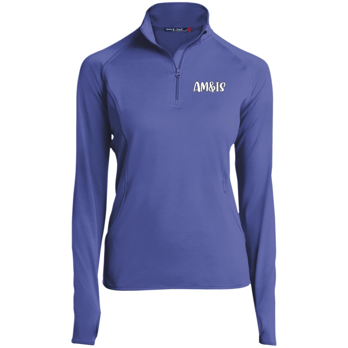IRIS PURPLE - AM&IS Activewear Ladies' 1/2 Zip Performance Pullover - womens shirt at TFC&H Co.