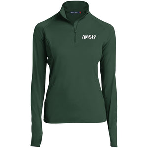 FOREST GREEN - AM&IS Activewear Ladies' 1/2 Zip Performance Pullover - womens shirt at TFC&H Co.